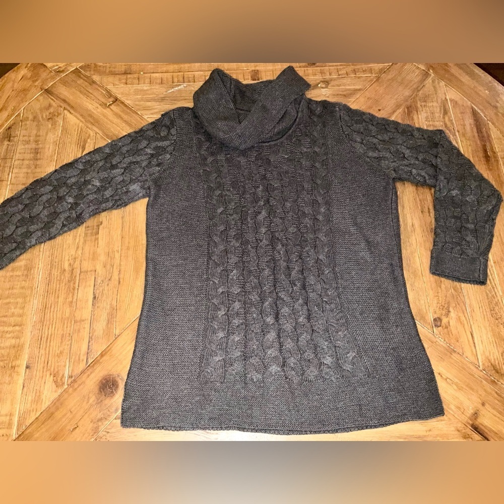 Calvin Klein grey cowl neck cable knit pullover sweater - large - classic